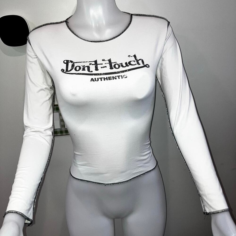 Vintage 90s y2k long sleeve "Don't touch" graphic tee - Picture 2 of 8